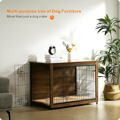 DWANTON Dog Crate Furniture with Cushion 38.5" L,