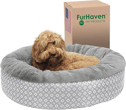Furhaven Dog Plush Donut Bed 36' Round, 75 lbs