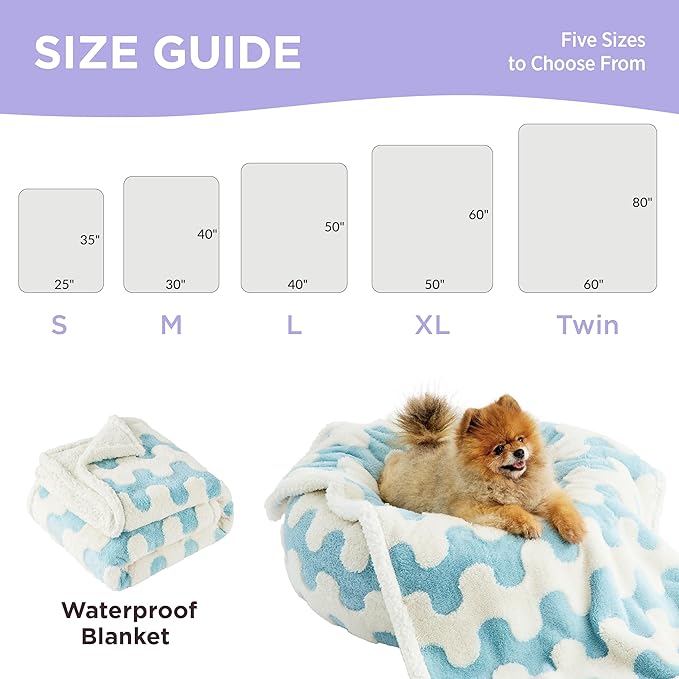 Lesure Waterproof Dog Blanket for Medium Dogs 3D Textured