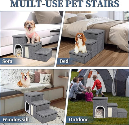 Dog Stairs for High Bed and Couch 4 IN 1 Foldable 180LBS