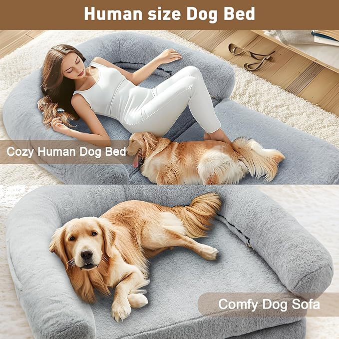 72"x43" Foldable Human Dog Bed for Adult,2 in 1 Calming Human Size Giant Dog Bed Orthopedic Dog Bed,Waterproof Dog Beds Large Sized Dog for Fits Pet Families