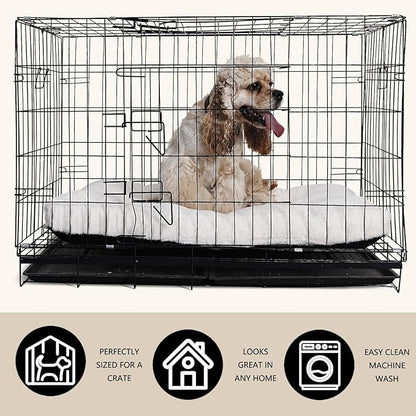 nononfish Dog Crate Bed 36 x 24 for Large Dogs Washable with Anti-Slip Bottom 36 inch 50 lbs,35" 23" x 3" Cream