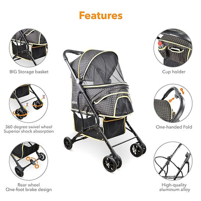 Dog Stroller Pet Stroller Cat Stroller Portable Foldable 30 Pounds