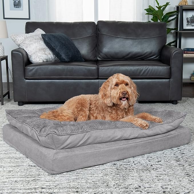 Furhaven Orthopedic Dog Bed for Large Dogs w/ Pillow Cushion Top & Removable Washable Cover 95 lbs