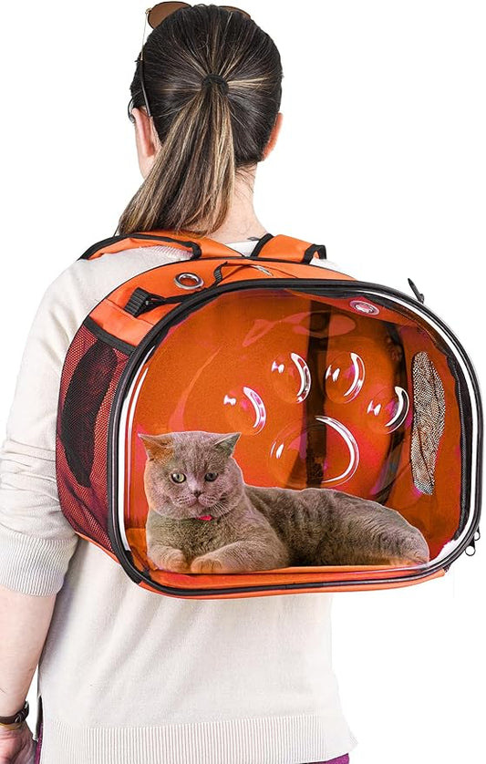 Pet Carrier Backpack, cat Carrier Bag, cat Dog Carrier Bag, Bird Carrier Bag, Backpack Carrier with Foldable Shoulder Strap, Designed for Cats and Puppies, Airline Approved, Travel, Hiking (Orange)