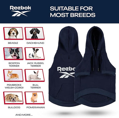 Reebok Dog Hoodie – Fleece Dog Sweater with Leash Hole
