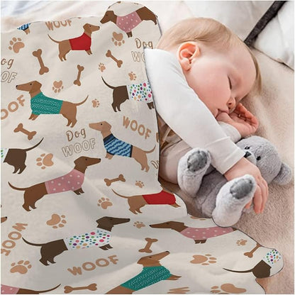 Dachshund Dogs Baby Blanket Food Blanket Gifts Super Soft Swaddle Toddler Blanket, Newborn, Infant Nursery Blanket for Stroller, Crib XS 30x40 in for Pet/Toddler