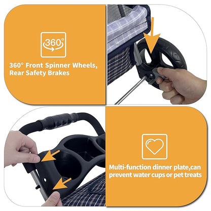 Small Dog Stroller 33lbs (Plaid)