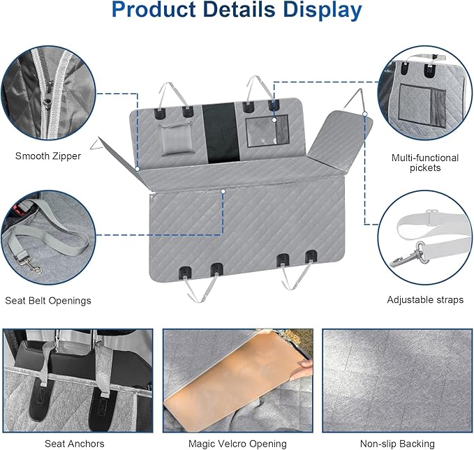 Dog Car Seat Cover/Backseat Cover for Dogs in Car with Strong Hard Bottom