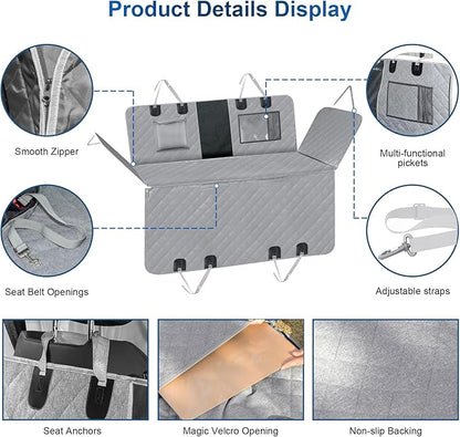 Dog Car Seat Cover/Backseat Cover for Dogs in Car with Strong Hard Bottom