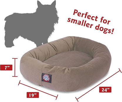 Majestic Pet 24 Inch Suede Calming Dog Bed Washable – Cozy Soft Round Dog Bed with Spine Support for Dogs to Rest their Head 24x19x7 (Inch)
