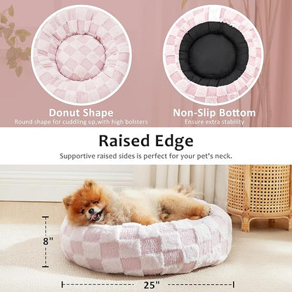 Love's cabin Round Donut Cat and Dog Cushion Bed 20in Pet