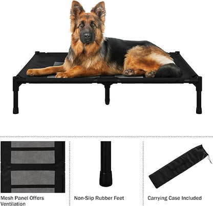PETMAKER Elevated Dog Bed 36x30-Inch Portable 80lbs (Black)