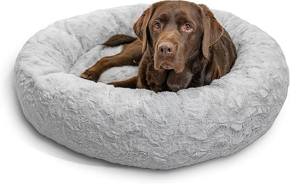Best Friends by Sheri The Original Calming Donut Cat and Dog Bed in Lux Fur Gray 36"
