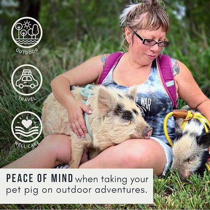 Pig Harness Leash- Fully Adjustable Pig Leash Harness for Small & Medium Pigs- Easy Step-in Harness-Infinity Style Pet Pig Leash-Durable & Gentle Mini Pig Harness-Mini Pig Supplies (Small-Olive Green)