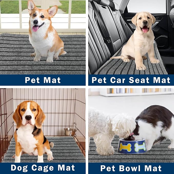 3PCS Dog Non-Slip Mat for Back Seat Extender Truck.(24" x 16") (Grey-Medium)