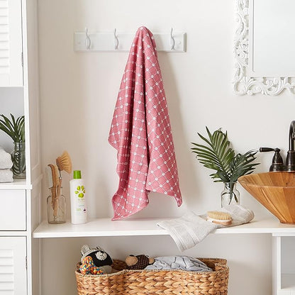 Bone Dry Pet Grooming Towel Collection Absorbent Microfiber X-Large 41x23.5", Trellis