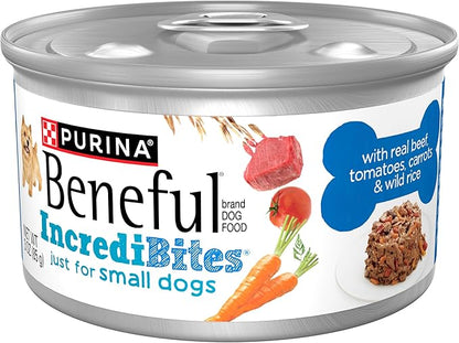 Purina Beneful Small Breed Wet Dog Food with Gravy, IncrediBites with Real Beef, Carrots and Wild Rice - (Pack of 12) 3 oz. Cans