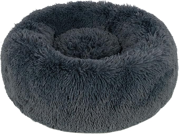 Best Pet Supplies Round Donut Dog Bed with Plush Faux Fur Fabric 24x24x7''