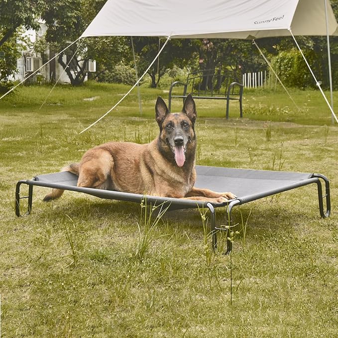 pettycare Elevated Outdoor Dog Bed 65 lbs,Grey