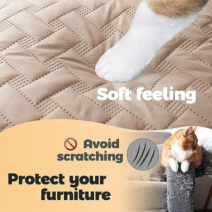 gogobunny 100% Double Sided Waterproof Dog Blanket Soft Bed Pet Cover Reversible Protect Furniture Couch Sofa Car for Puppy Cat Kids (Dark Beige/Light Beige 82x82 Inch 1))