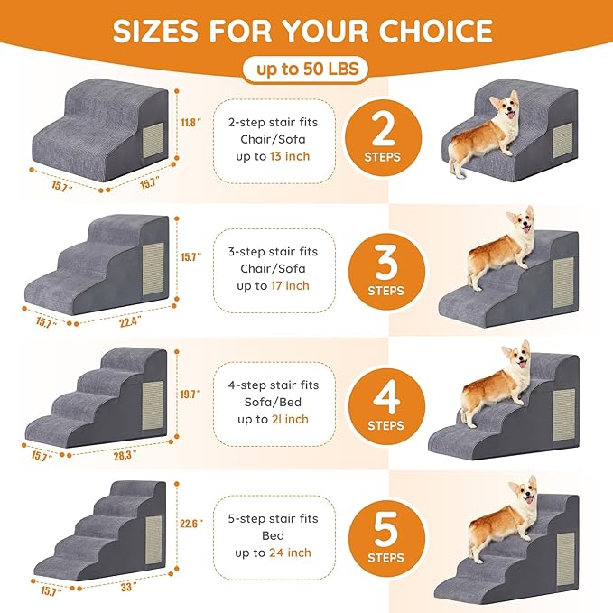 Pet stairs 5-Step Curved
