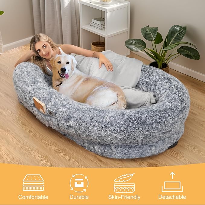 MAROUTE Large Dog Bed 63" Luxury 3D Memory