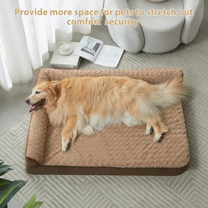 BFPETHOME Orthopedic Dog Beds for Large Dogs-Waterproof Sofa Dog Bed with Removable Washable Cover