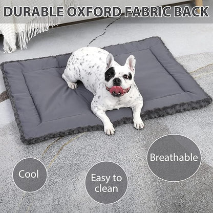 Washable Dog Bed Mat Reversible Dog Crate Pad Soft Fluffy Pet Kennel Beds Dog Sleeping Mattress for Large Jumbo Medium Small Dogs 21 x 13 Inch,
