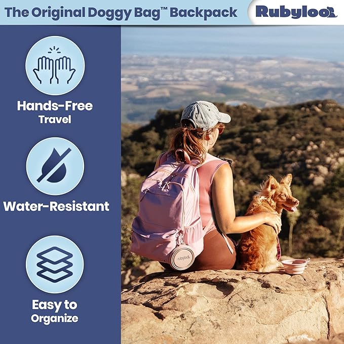 The Original Doggy Bag™ Backpack by Rubyloo - Dog Travel Bag Backpack for Dog Supplies with 2 Travel Dog Bowls, Treat Bag, Food Container, Placemat & Laptop Sleeve - Dog Diaper Bag for Dog Moms