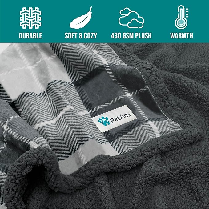 PetAmi Waterproof Dog Blanket for Small Medium Dog 29x40 Plaid
