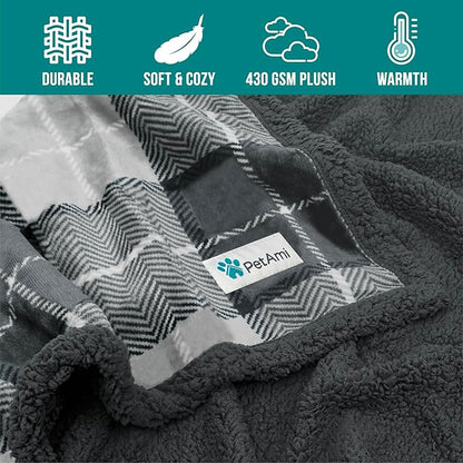 PetAmi WATERPROOF Dog Blanket for Bed 80x60 Plaid