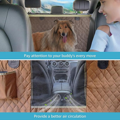 Lassie Dog Car Seat Covers for Back Seat Waterproof with Mesh Visual Window Durable Scratchproof Nonslip Dog Car Hammock with Universal Size Fits for Cars