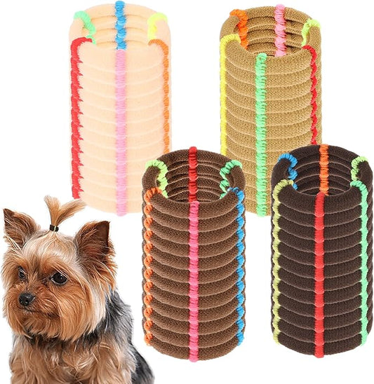 100 PCS Dog Hair Bands, Colorful Rubber Bands for Pet Puppy Stretchy Hair Ties Super Stretch Nylon Seamless Dog Hair Bows Puppy Elastics Ties Pony Tail Holders Hair Accessories for Small Yorkie Dog