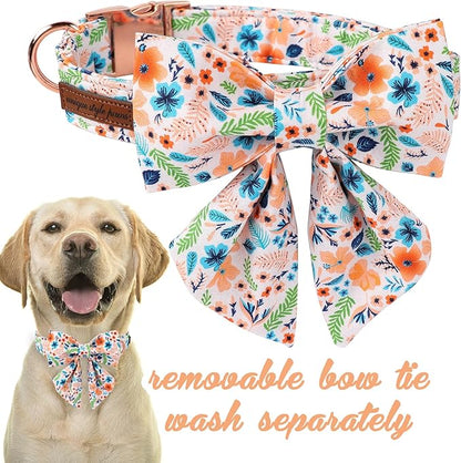 Unique Style Paws Cotton Dog Collar with Bow
