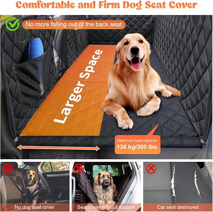 Dog Car Seat Cover for Back Seat 300lbs, Hard