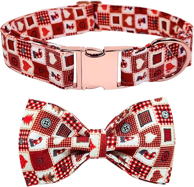 Christmas Day Dog Collar with Bow Red Green