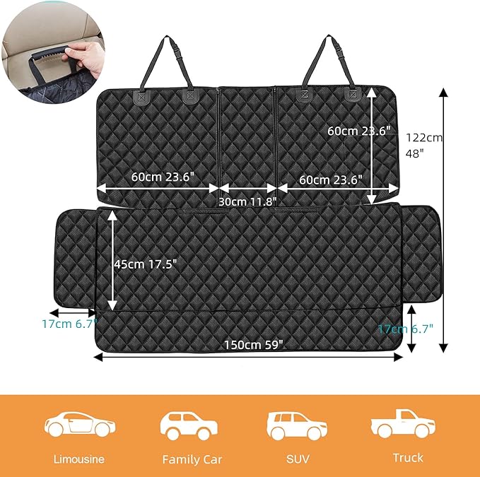 Dog Car Seat Cover for Back Seat Cover for Kids
