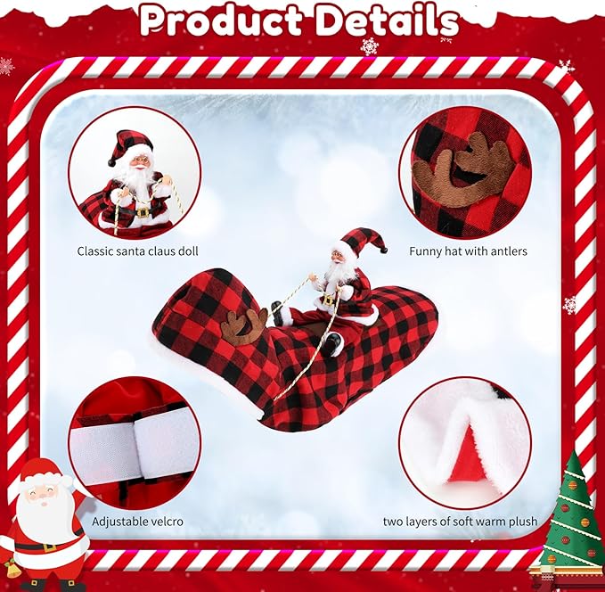 BWOGUE Santa Dog Costume Christmas Pet Clothes Santa Claus Riding Pet Cosplay Costumes Party Dressing up Dogs Cats Outfit for Small Medium Large Dogs Cats