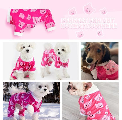 Paiaite Dog Pajamas Onesie: Comfortable Four-Legged Apparel for Small, Medium, & Large Dogs, Polyester Material for Comfort, Wrinkle Resistance, Moisture Wicking, and Stretchiness Pink Pig S