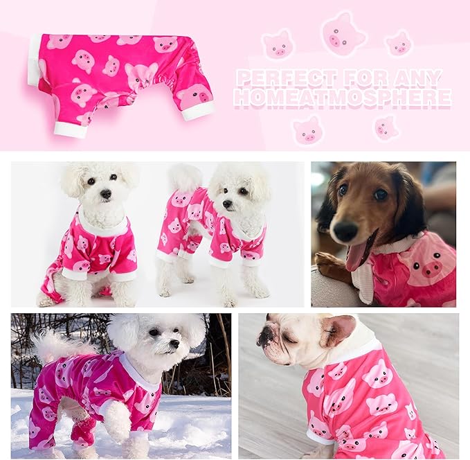 Paiaite Dog Pajamas Onesie: Comfortable Four-Legged Apparel for Small, Medium, & Large Dogs, Polyester Material for Comfort, Wrinkle Resistance, Moisture Wicking, and Stretchiness Pink Pig XS