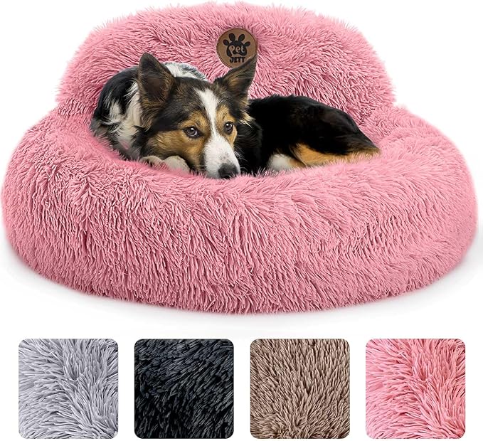 PetJett Calming Dog Bed for Medium Dogs 30'' Donut 45 lbs,