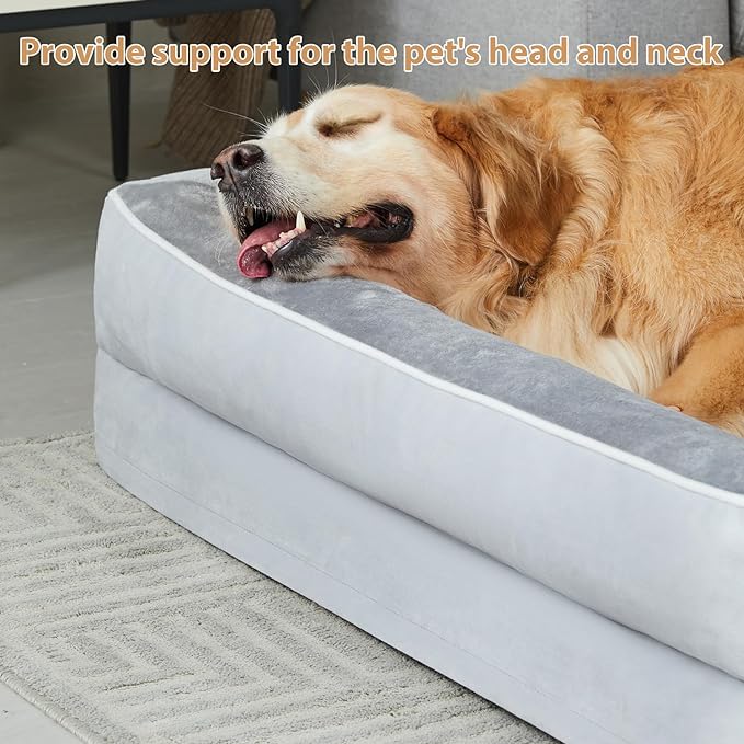 BFPETHOME Orthopedic Dog Beds for Large Dogs-Waterproof Sofa Dog Bed with Removable Washable Cover