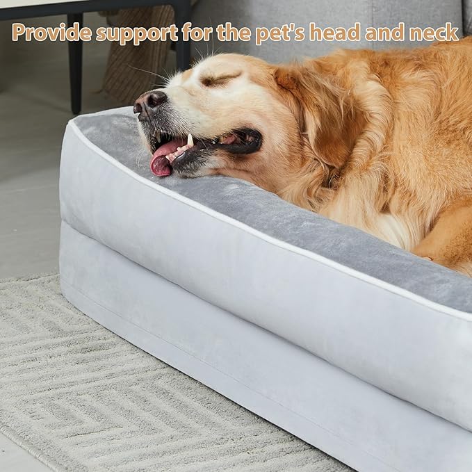 BFPETHOME Orthopedic Dog Beds for Large Dogs-Waterproof Sofa Dog Bed with Removable Washable Cover