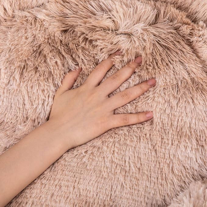 Oval Calming Donut Cuddler Dog Bed Bed(30"/36"/43") for (L(30"x24"x7"), Beige2021)