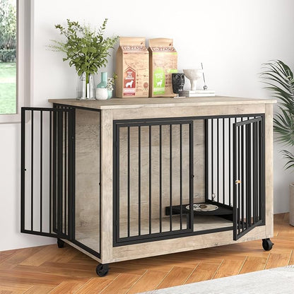 Rovibek Dog Crates for Large Medium Dogs 38.6", Large 3 Doors,