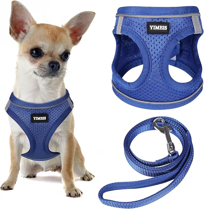 YIMEIS Dog Harness and Leash Set, No Pull Soft Mesh Pet Harness, Reflective Adjustable Puppy Vest for Small Medium Large Dogs, Cats (Royal Blue, X-Small (Pack of 1)