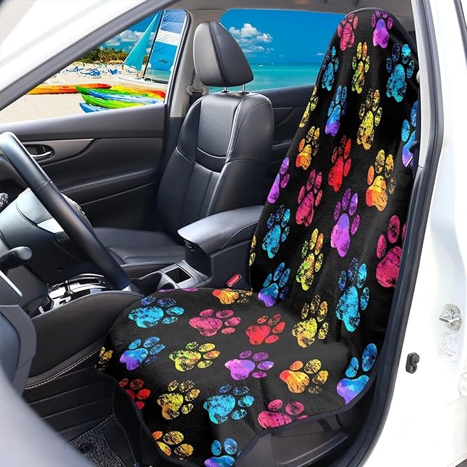 Yewattles Rainbow Color Paw Waterproof Sweat Towel Seat
