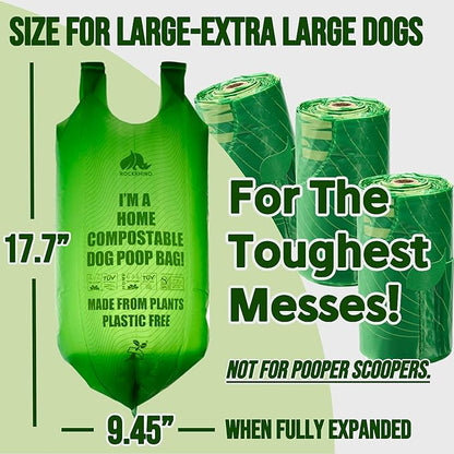 100% Home Compostable Dog Poop Bags With Handles 33% Thicker 8x Protection Dogs,150 Bags)