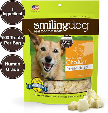 Herbsmith Smiling Dog Treats – Freeze Dried Smoked Gouda – 100% Real Wisconsin Cheese – Single Ingredient – Human Grade – Made in USA – 9.6 oz